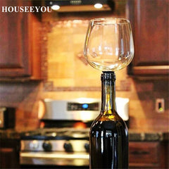 HOUSEEYOU Creative Red Wine Champagne Glass Cup with Silicone Seal Drink Directly from Bottle Crystal Glasses Cocktail Mug 260ML.